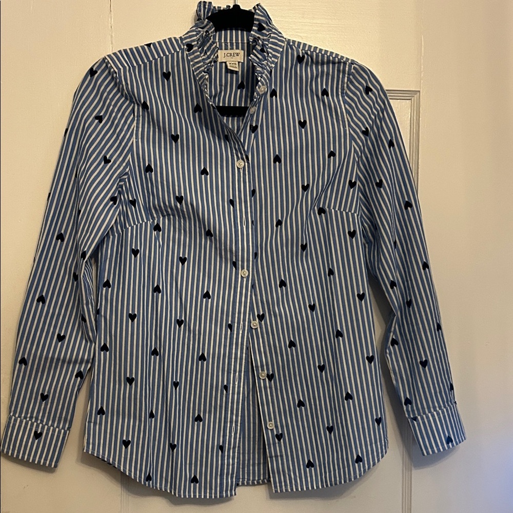 J. Crew Navy and White Striped Blouse